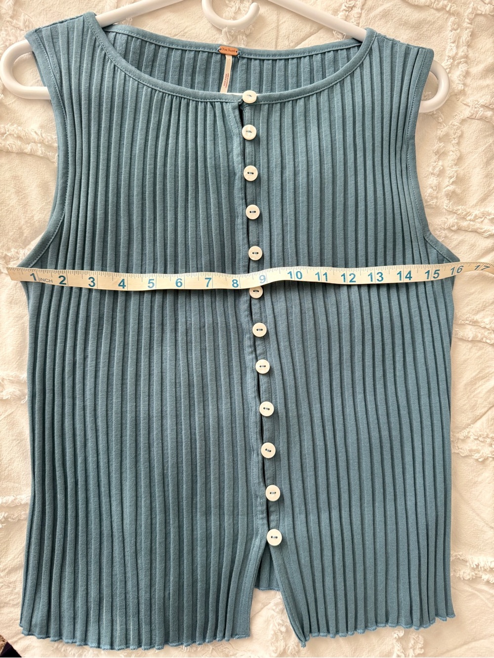Free People Tilly Vest - Sleeveless Ribbed Button-Front Top in Slate Blue - Picture 6 of 7